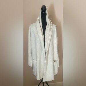 Vince Ivory Wool Blend Shawl/Cardigan Hooded Long Sweater Sz M. Style #F296
